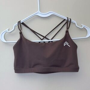 Oner Active Strappy Crisscross Back Sports Bra Brownish Purple Yoga Top Small
